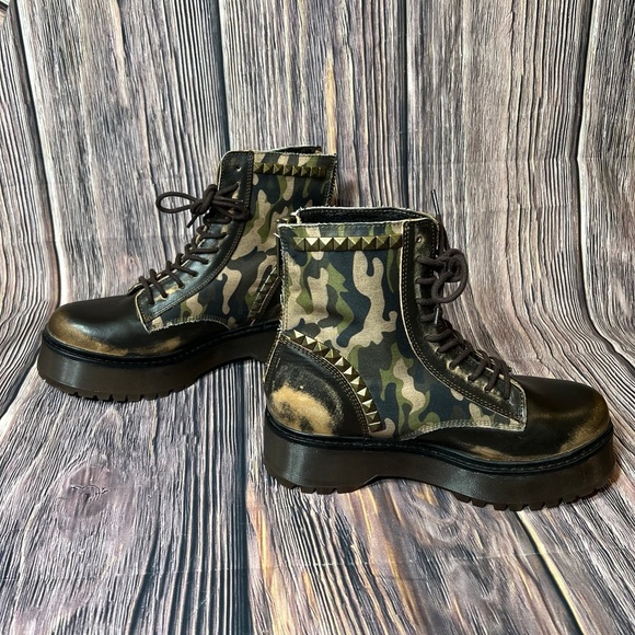 STEVE MADDEN Avenger Camo Combat Style Studded Boots Size 9 New - Picture 4 of 12